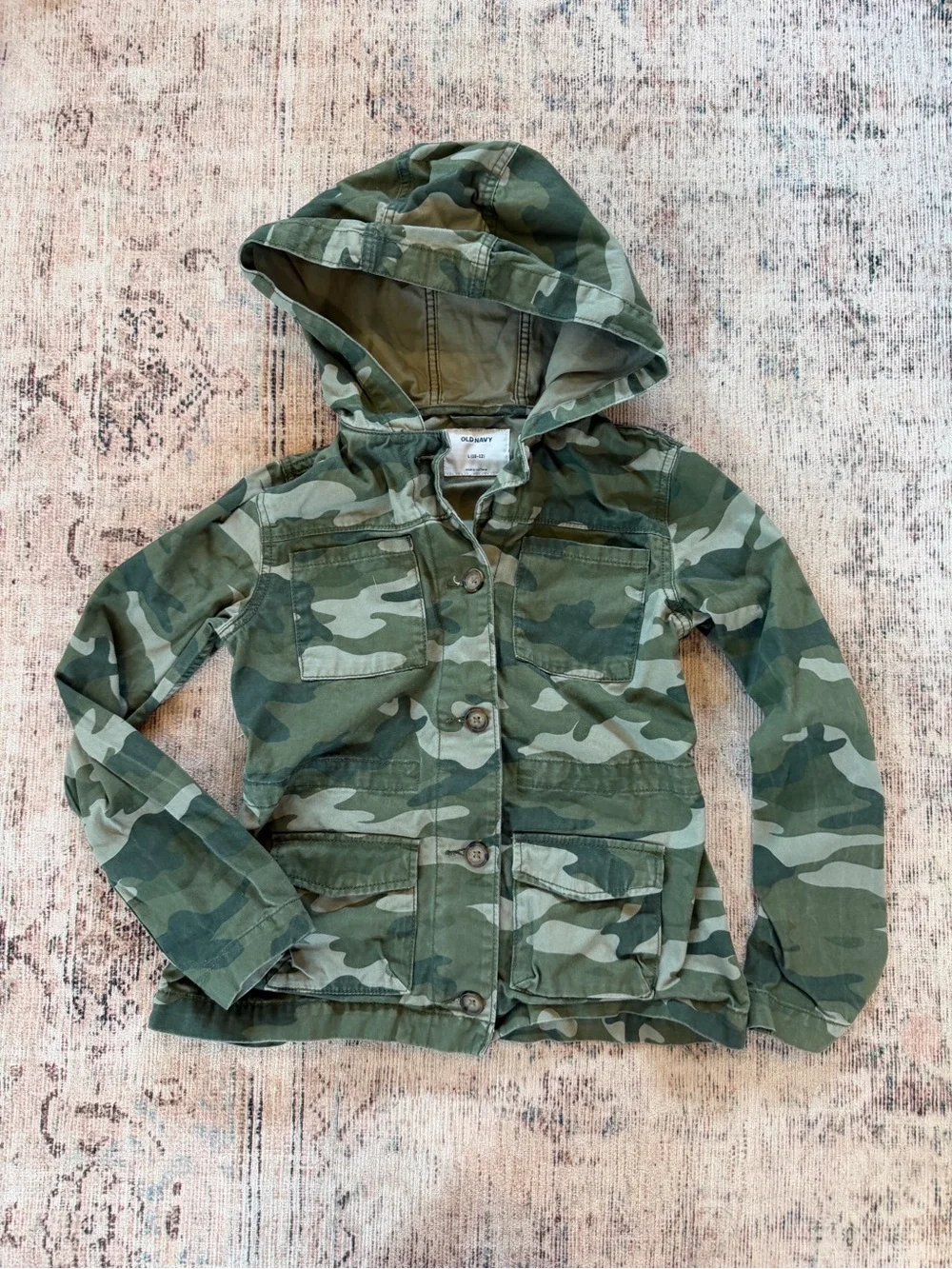 Old Navy Kids Hooded Camo Jean Jacket - Green Camo
